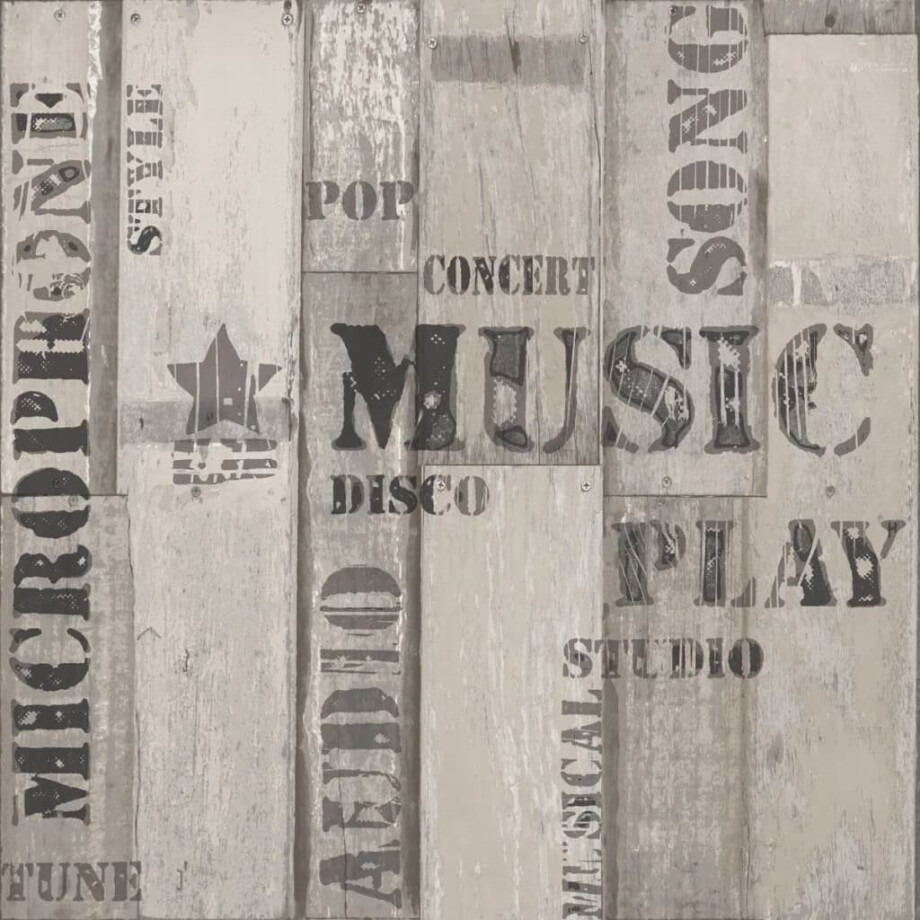 Noordwand Behang Urban Friends & Coffee Wooden Planks grijs en zwart afbeelding 1