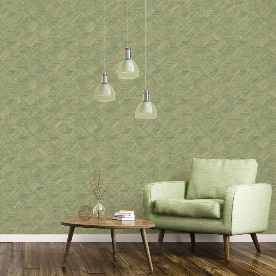 Noordwand Behang Evergreen Wicker Natural groen afbeelding 1