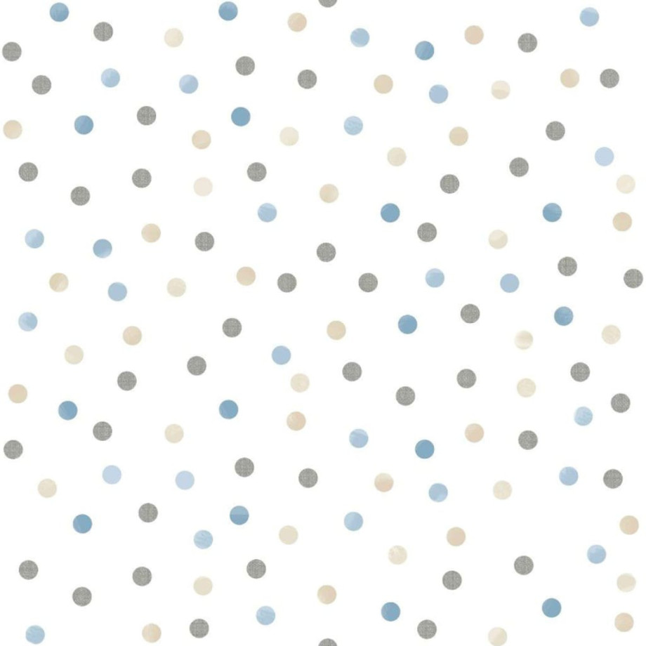 Noordwand Behang Mondo baby Confetti Dots wit/blauw/grijs/beige afbeelding 1