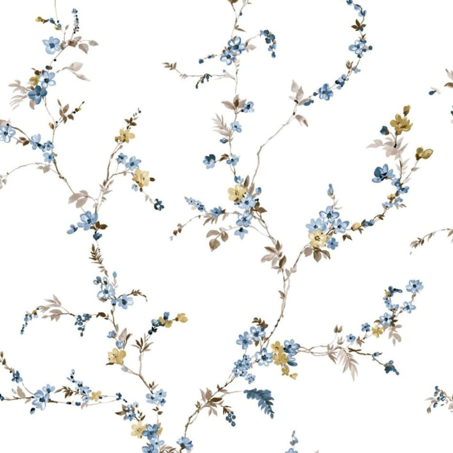 Noordwand Behang Blooming Garden 6 Floral Strands wit en blauw afbeelding 1