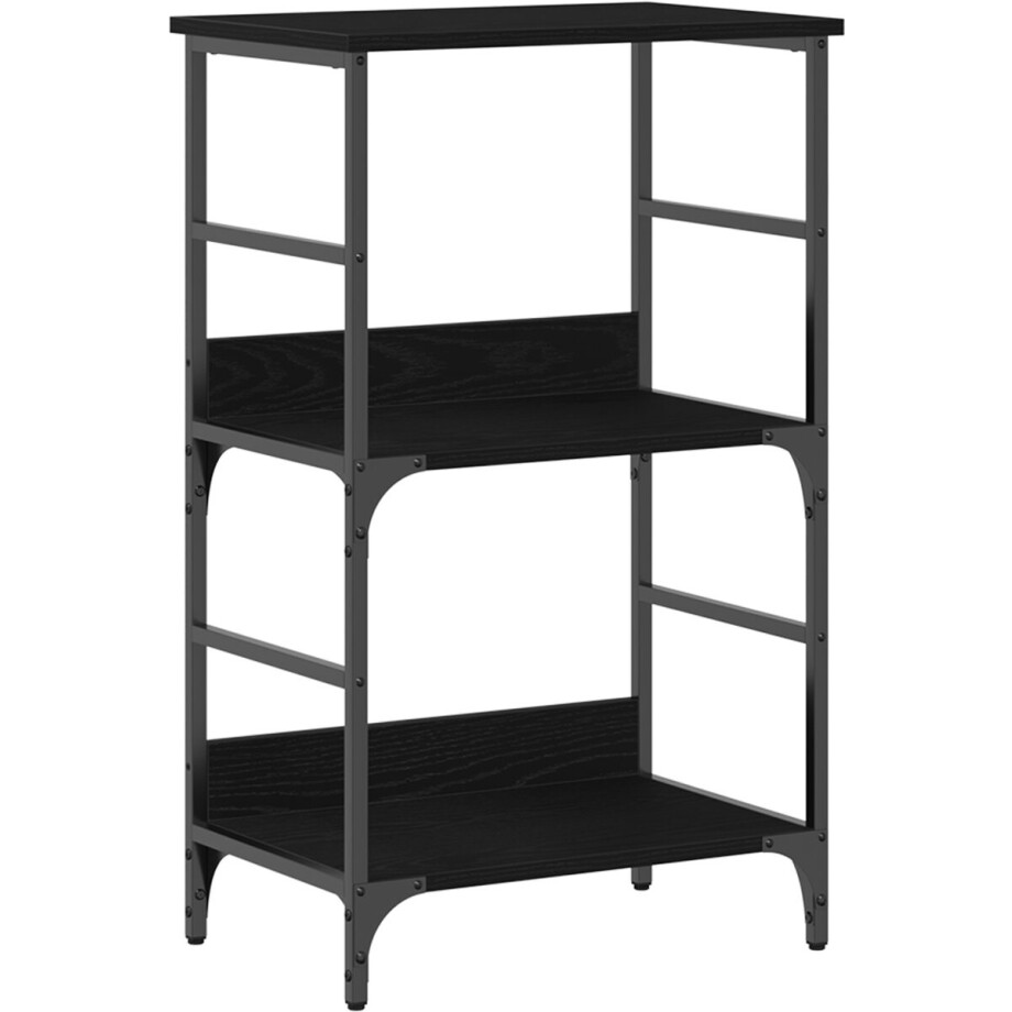 vidaXL - Boekenplank - Zwart - Eiken - 50 - x - 33 - x - 82 - cm - Bewerkt - hout afbeelding 1