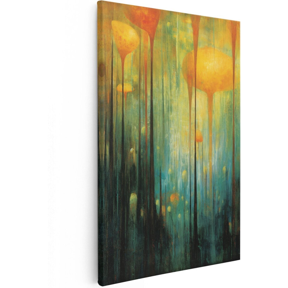 Artaza Canvas Schilderij Abstract - 80x120 cm - Groot - Wanddecoratie Woonkamer - Muurdecoratie Goud - Schilderijen Op Canvas afbeelding 1