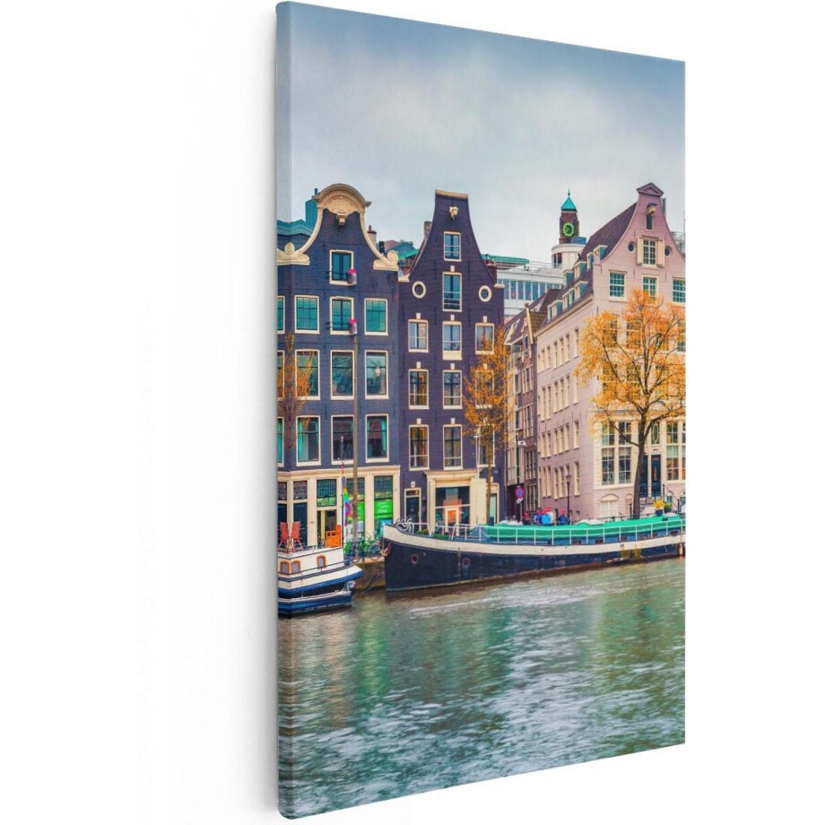 Artaza Canvas Schilderij Amsterdamse Huisjes Vanaf De Gracht - 20x30 - Klein - Foto Op Canvas - Canvas Print afbeelding 1