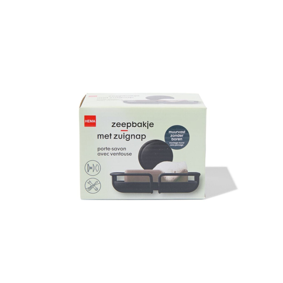 HEMA HEMA Zeepbakje Met Zuignap Zwart (zwart) afbeelding 1