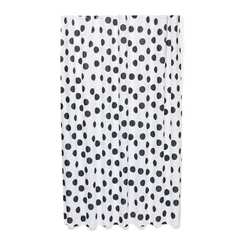 HEMA HEMA Douchegordijn 180x200cm Stippen Zwart (wit/zwart) afbeelding 1