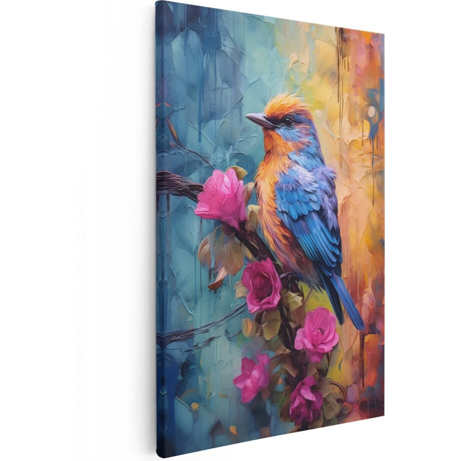 Artaza Canvas Schilderij Vogel Met Bloemen - 20x30 cm - Klein - Muurdecoratie Woonkamer - Wanddecoratie Roze Bloemen - Kamer Accessoires Artaza Canvas Schilderij Vogel Met Bloemen - 20x30 cm - Klein - Muurdecoratie Woonkamer - Wanddecoratie Roze Bloemen - Kamer Accessoires afbeelding 1
