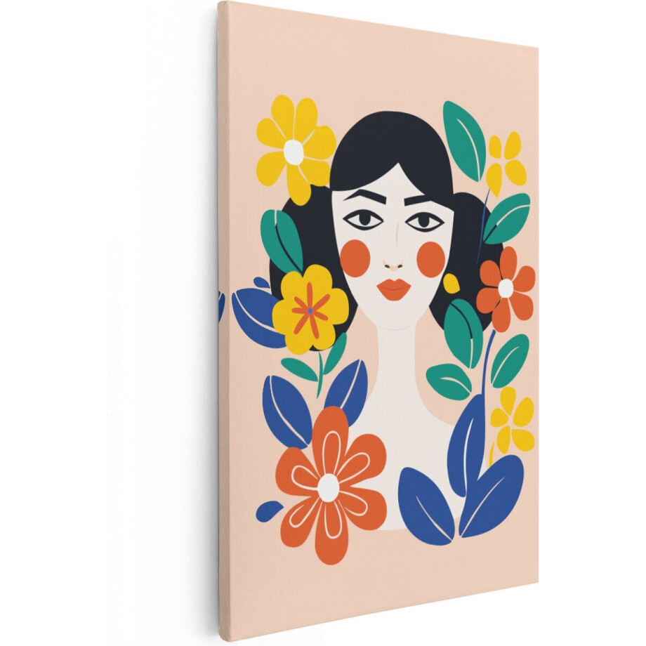 Artaza Canvas Schilderij Vrouw met Rode Wangen en Bloemen - Abstract - 20x30 - Klein - Foto Op Canvas - Canvas Print Artaza Canvas Schilderij Vrouw met Rode Wangen en Bloemen - Abstract - 20x30 - Klein - Foto Op Canvas - Canvas Print afbeelding 1