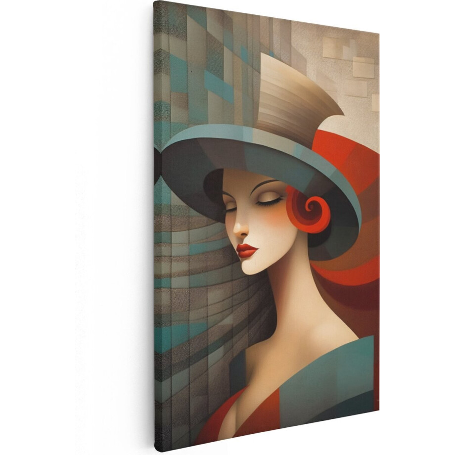 Artaza Canvas Schilderij Vrouw Abstract - 80x120 cm - Groot - Wanddecoratie Woonkamer - Muurdecoratie Kunst - Schilderijen Op Canvas afbeelding 1