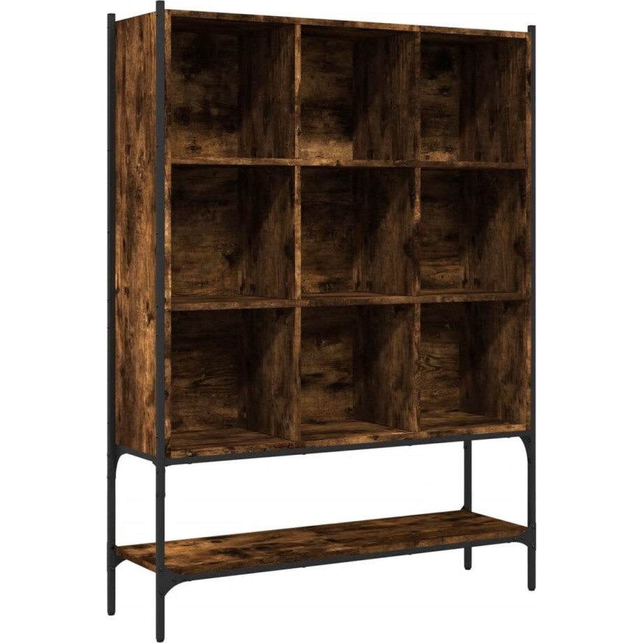 vidaXL - Boekenkast - 102x30x141,5 - cm - bewerkt - hout - gerookt - eikenkleurig afbeelding 1