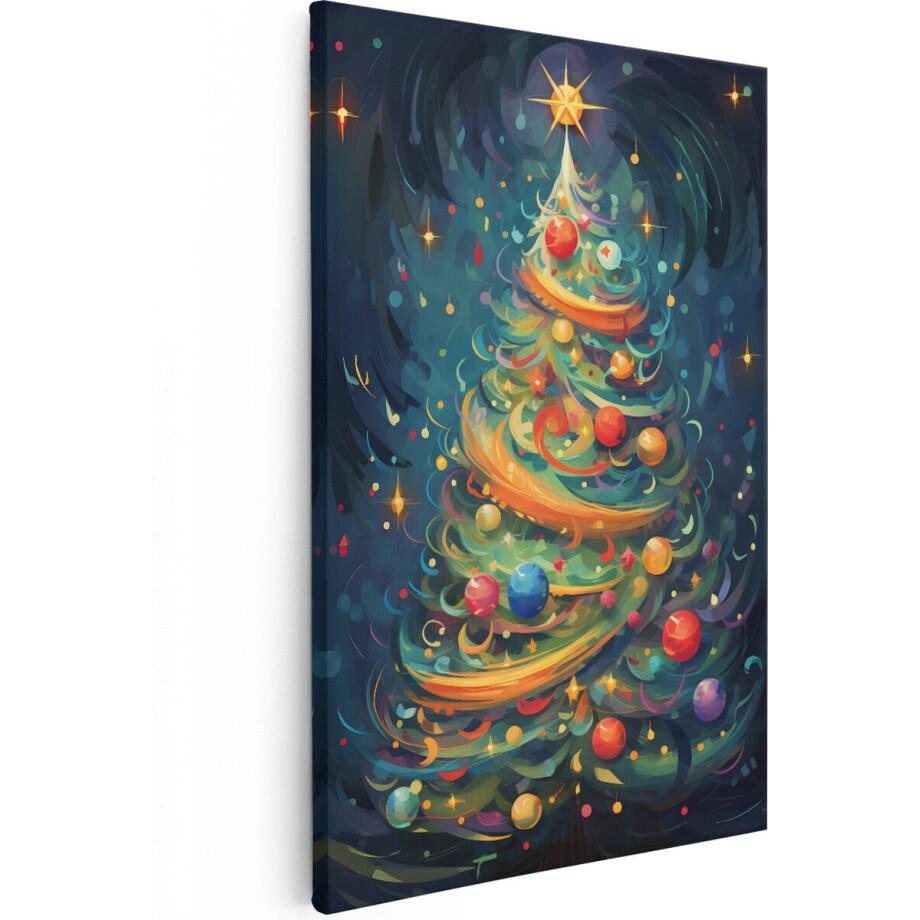 Artaza Canvas Schilderij Gekleurde Kerstboom - Kerst - Versieringen - 80x120 - Groot - Foto Op Canvas - Wanddecoratie Woonkamer Artaza Canvas Schilderij Gekleurde Kerstboom - Kerst - Versieringen - 80x120 - Groot - Foto Op Canvas - Wanddecoratie Woonkamer afbeelding 1