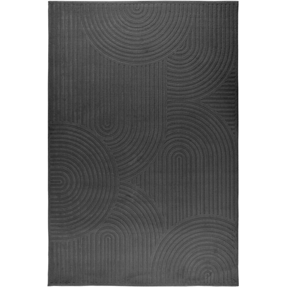 Padiro laagpolig japandi vloerkleed 200 x 290 cm - donkergrijs - modern abstract design - met reliëf - geschikt voor vloerverwarming - van polyester Padiro laagpolig japandi vloerkleed 200 x 290 cm - donkergrijs - modern abstract design - met reliëf - geschikt voor vloerverwarming - van polyester afbeelding 1