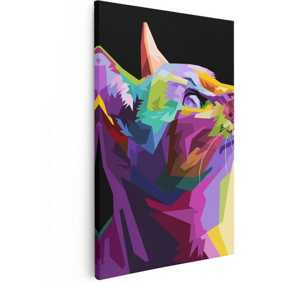 Artaza Canvas Schilderij Kleurrijke Kat Kijkt Naar Boven - Abstract - 40x60 - Foto Op Canvas - Canvas Print Artaza Canvas Schilderij Kleurrijke Kat Kijkt Naar Boven - Abstract - 40x60 - Foto Op Canvas - Canvas Print afbeelding 1