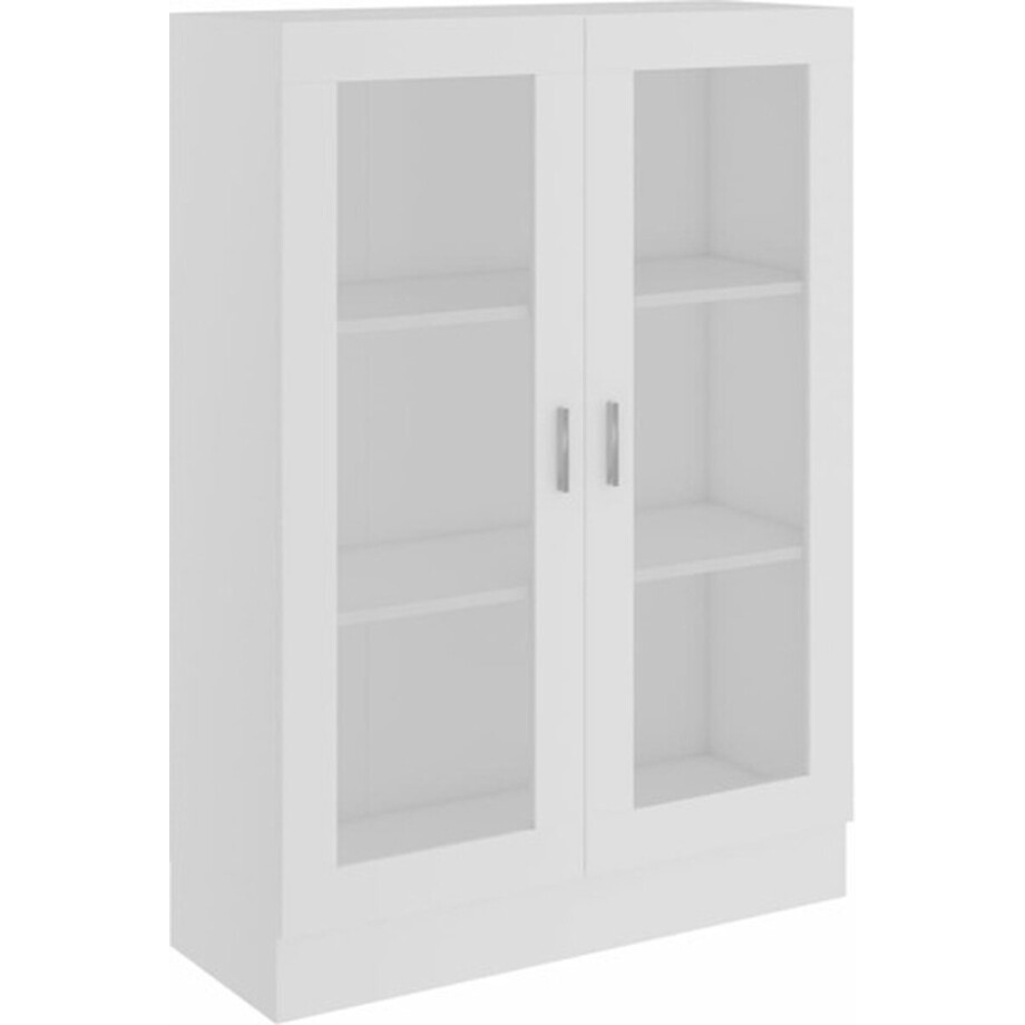 vidaXL - Vitrinekast - 82,5x30,5x115 - cm - bewerkt - hout - wit vidaXL - Vitrinekast - 82,5x30,5x115 - cm - bewerkt - hout - wit afbeelding 1