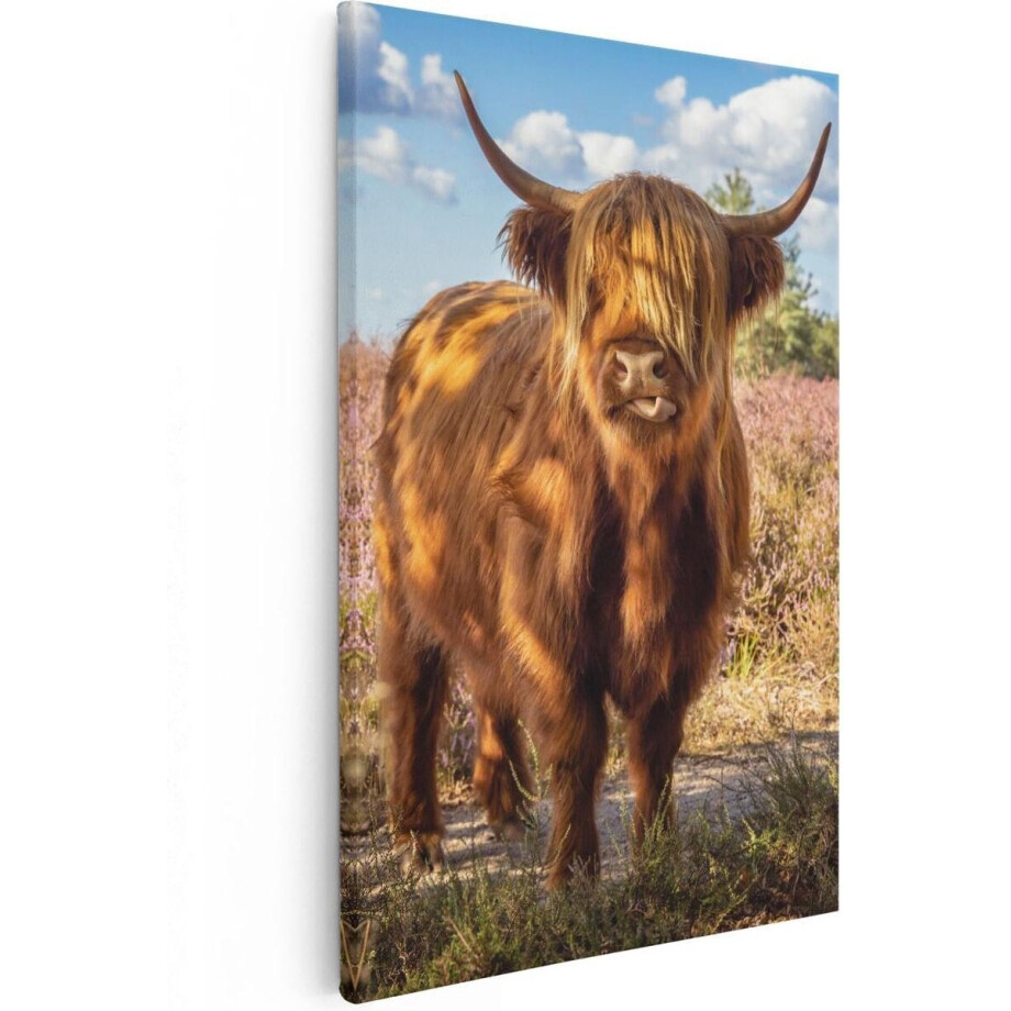 Artaza Canvas Schilderij Schotse Hooglander Koe In De Wei - 60x90 - Foto Op Canvas - Canvas Print afbeelding 1