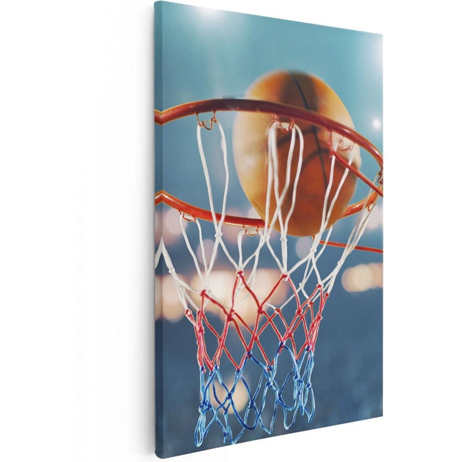Artaza Canvas Schilderij Basketbal - 60x90 cm - Wanddecoratie Sport - Muurdecoratie Basket - Schilderijen Op Canvas afbeelding 1