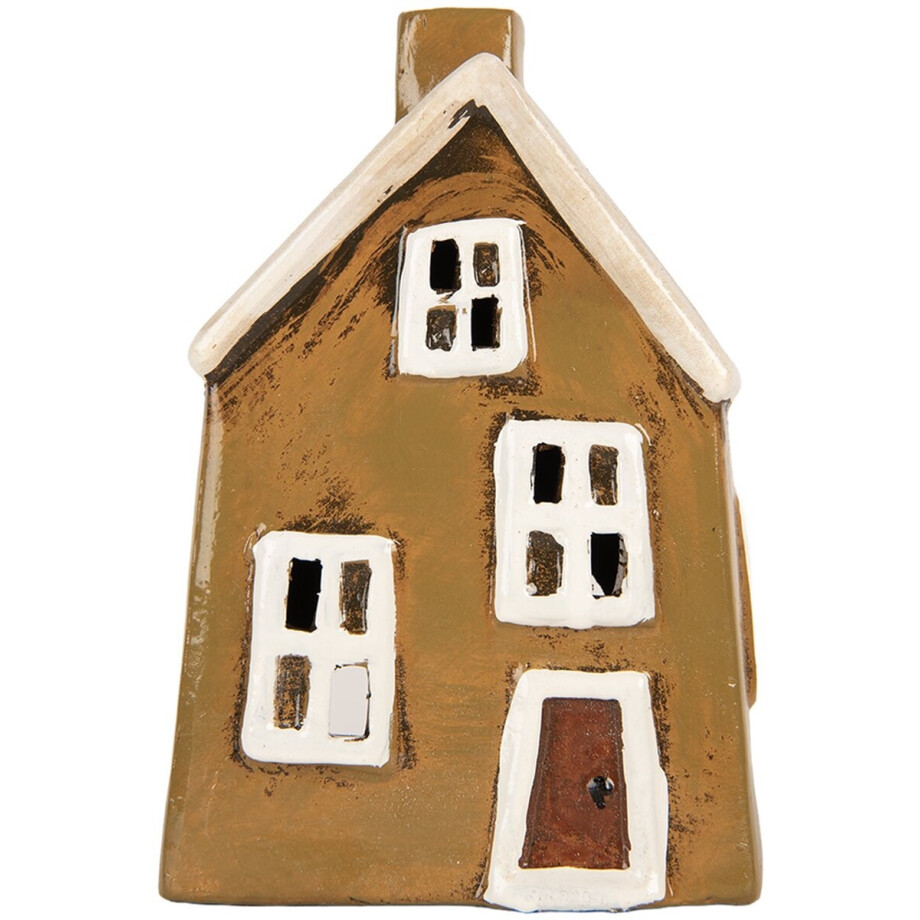 Clayre & Eef Waxinelichthouder Huis 12x8x18 cm Bruin Keramiek Clayre & Eef Waxinelichthouder Huis 12x8x18 cm Bruin Keramiek afbeelding 1