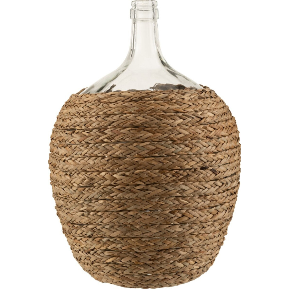 J-Line vaas Fles Bedekt - gras/glas - naturel - large - 53 cm hoog afbeelding 1