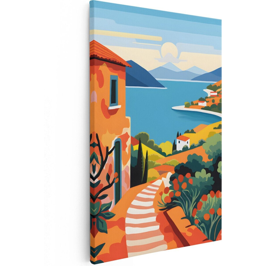 Artaza Canvas Schilderij Uitzicht op het Meer vanuit de Stad - Abstract - 80x120 - Groot - Foto Op Canvas - Wanddecoratie Artaza Canvas Schilderij Uitzicht op het Meer vanuit de Stad - Abstract - 80x120 - Groot - Foto Op Canvas - Wanddecoratie afbeelding 1