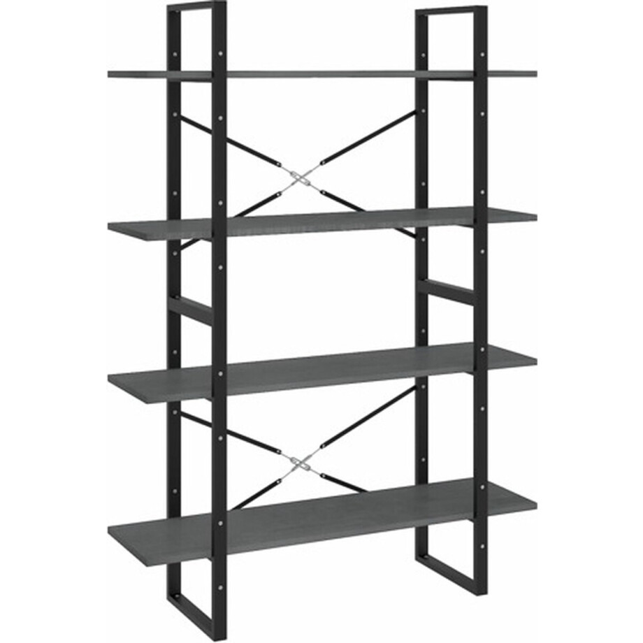 vidaXL - Boekenkast - met - 4 - schappen - 100x30x140 - cm - grenenhout - grijs afbeelding 1