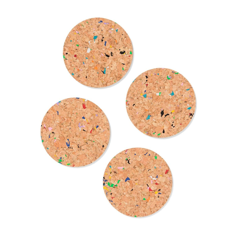 HEMA HEMA Onderzetters Ø 9.5 Cm Kurk Recycled Terrazzo - 4 Stuks (terra) afbeelding 1