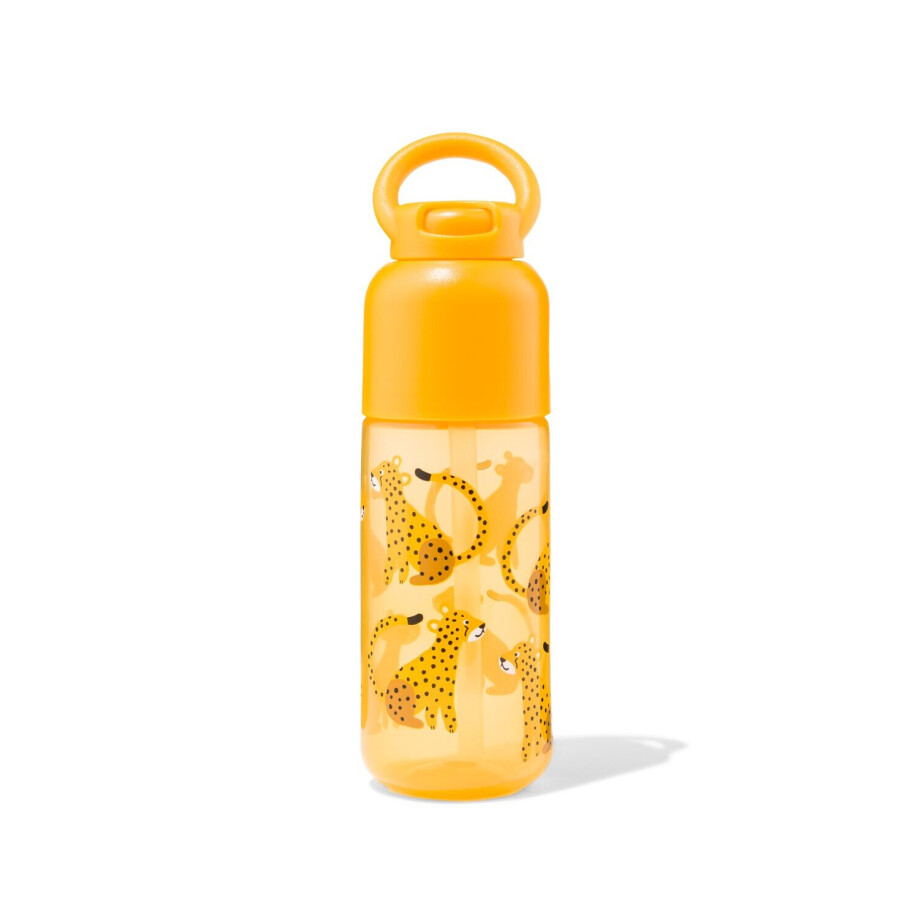 HEMA HEMA Waterfles Met Rietje Cheeta 300ml afbeelding 