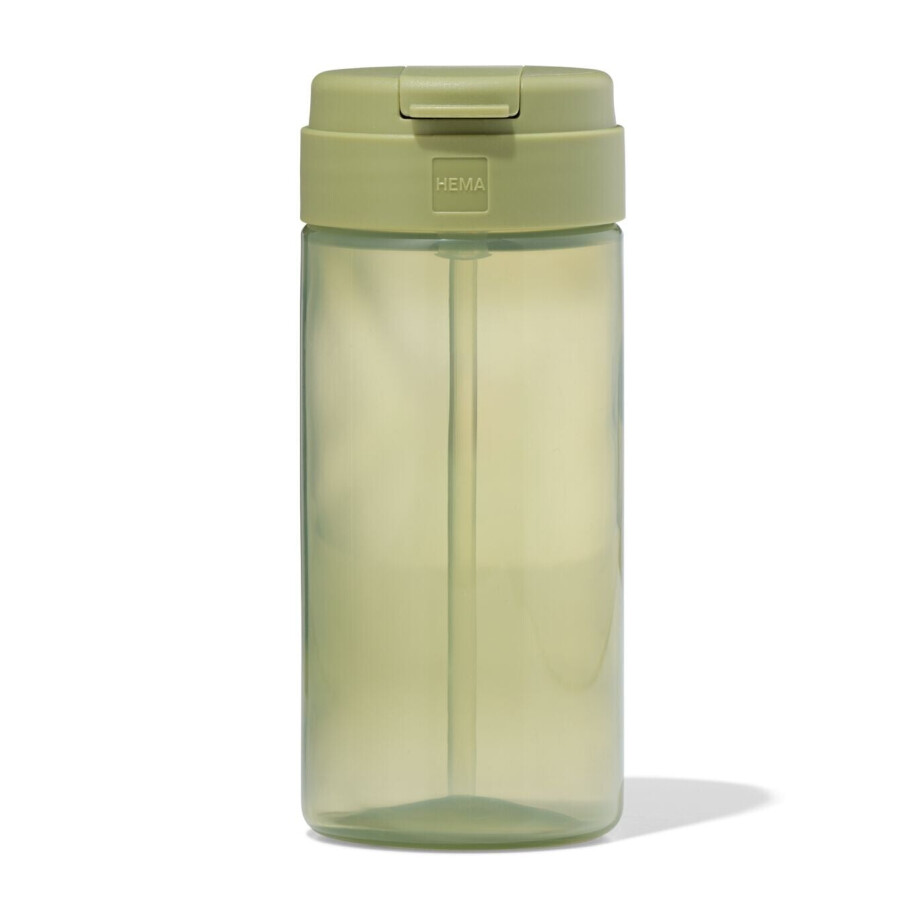 HEMA HEMA Schoolbeker Met Rietje 300ml Groen (groen) afbeelding 1