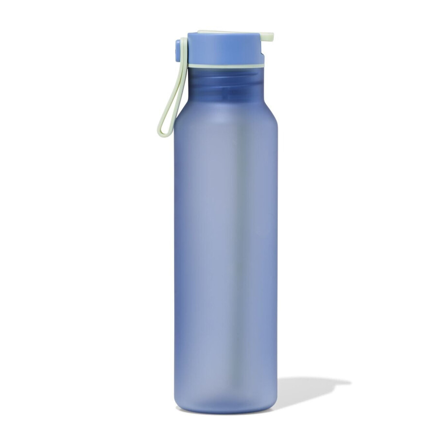 HEMA HEMA Waterfles Met Rietje 600ml Blauw (blauw) afbeelding 1