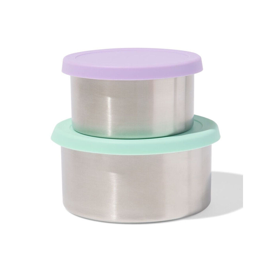 HEMA HEMA Snackboxjes Rvs Paars/mint - 2 Stuks (multi2) HEMA HEMA Snackboxjes Rvs Paars/mint - 2 Stuks (multi2) afbeelding 1