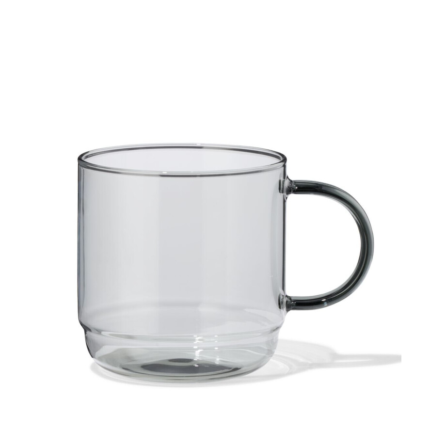 HEMA HEMA Cappuccinomok 440ml Borosilicaatglas Stapelbaar (antraciet) afbeelding 1