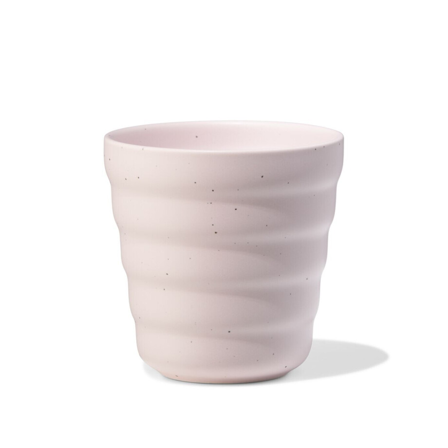 HEMA HEMA Mok 300ml Aardewerk Ribbel Spikkels Roze (roze) afbeelding 1
