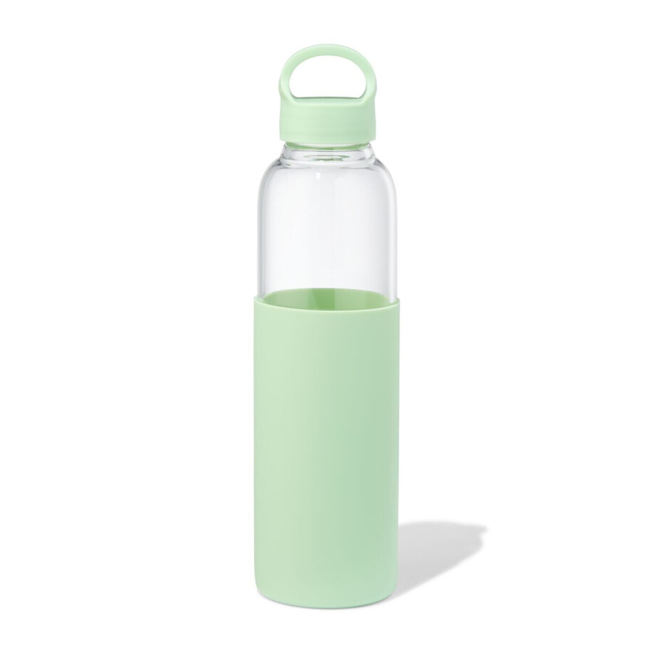 HEMA HEMA Waterfles 500ml Glas Met Siliconen Sleeve Groen (groen) HEMA HEMA Waterfles 500ml Glas Met Siliconen Sleeve Groen (groen) afbeelding 1