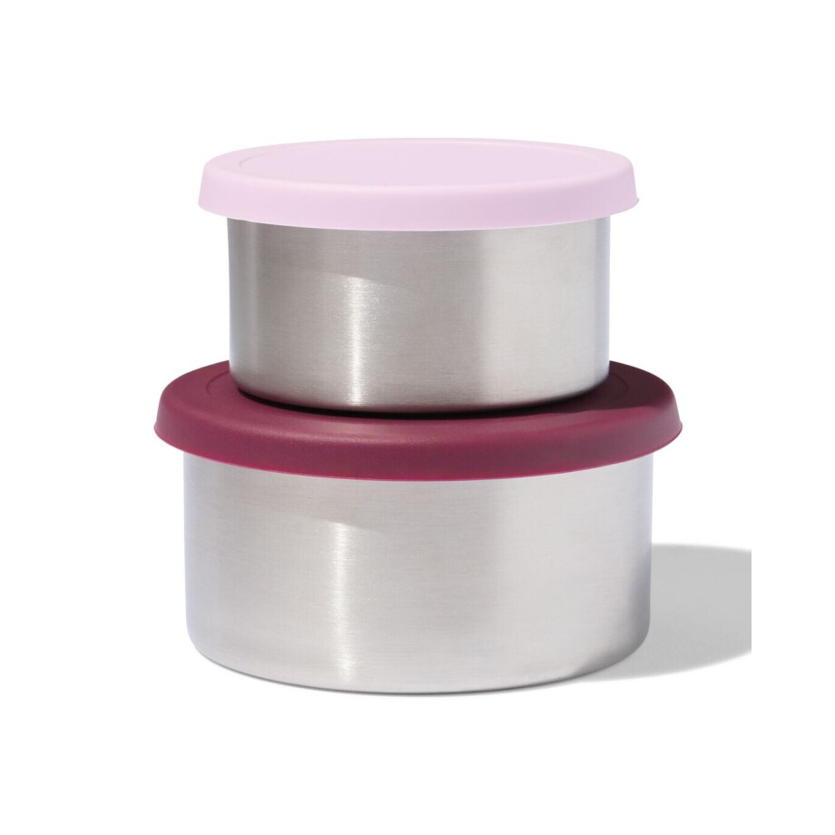HEMA HEMA Snackboxen Rvs Roze - 2 Stuks (bordeauxrood) HEMA HEMA Snackboxen Rvs Roze - 2 Stuks (bordeauxrood) afbeelding 1