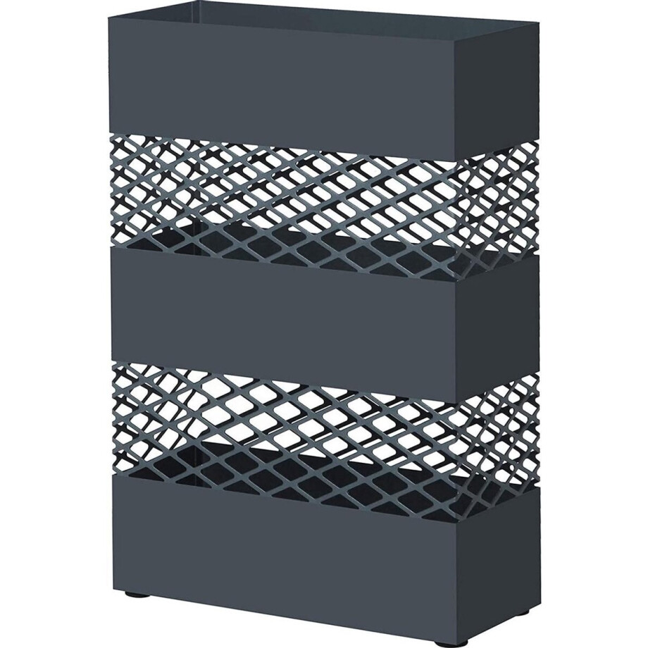 Parasolstandaard van metaal, rechthoekige paraplustandaard, 28 x 12 x 41 cm, met wateropvangbak, roosterdesign, antraciet LUC02AG Parasolstandaard van metaal, rechthoekige paraplustandaard, 28 x 12 x 41 cm, met wateropvangbak, roosterdesign, antraciet LUC02AG afbeelding 1