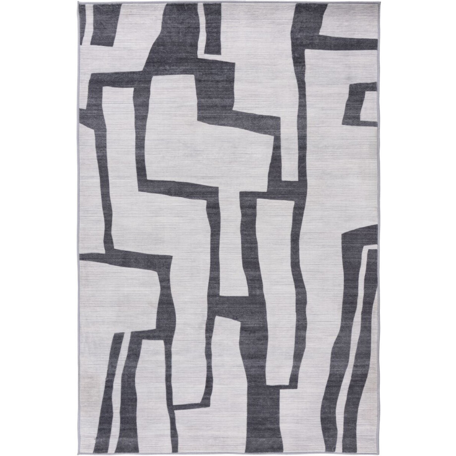 Padiro design laagpolig vloerkleed 80 x 150 cm - lichtgrijs - modern abstract ontwerp - voor vloerverwarming - van polyester afbeelding 1