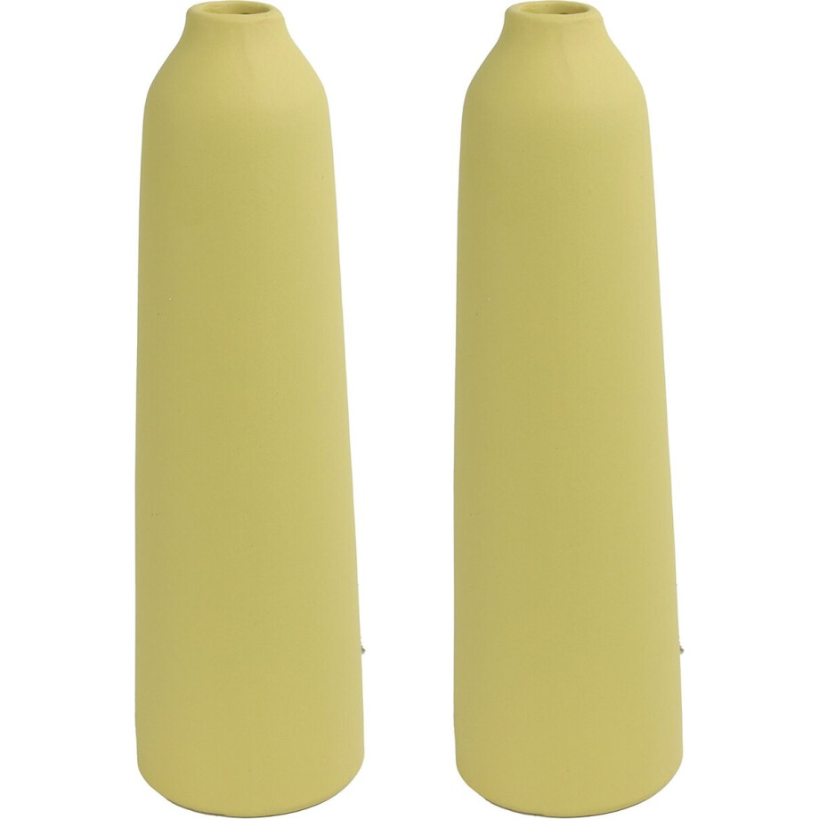 Countryfield bloemenvaas - 2x stuks - geel terracotta - D9 x D31 cm afbeelding 1