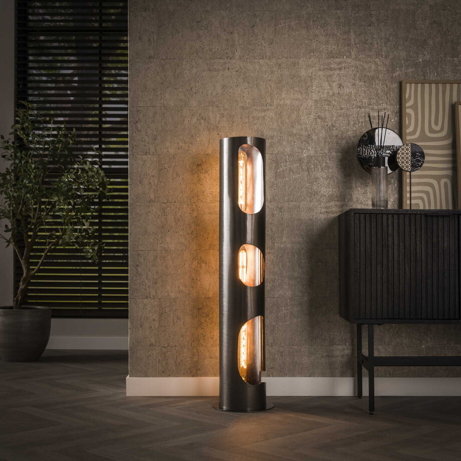 LifestyleFurn Vloerlamp 'Tricha' Zwart Nikkel, 100cm hoog afbeelding 1