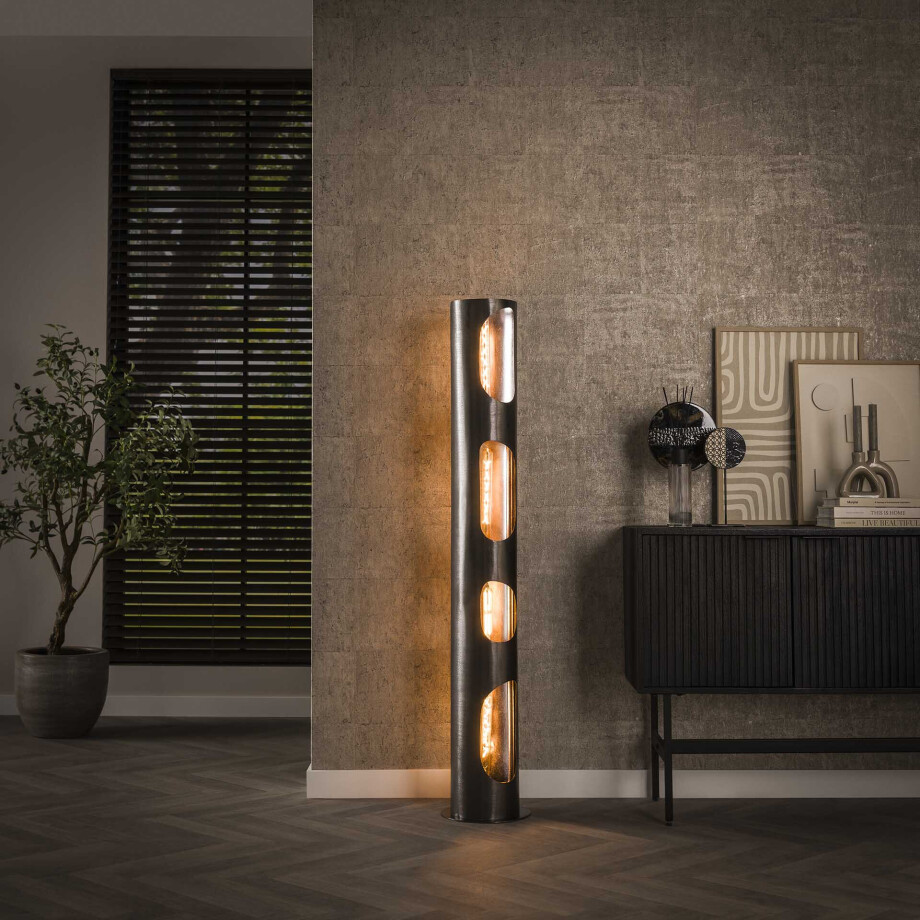 LifestyleFurn Vloerlamp 'Tricha' Zwart Nikkel, 130cm hoog LifestyleFurn Vloerlamp 'Tricha' Zwart Nikkel, 130cm hoog afbeelding 1