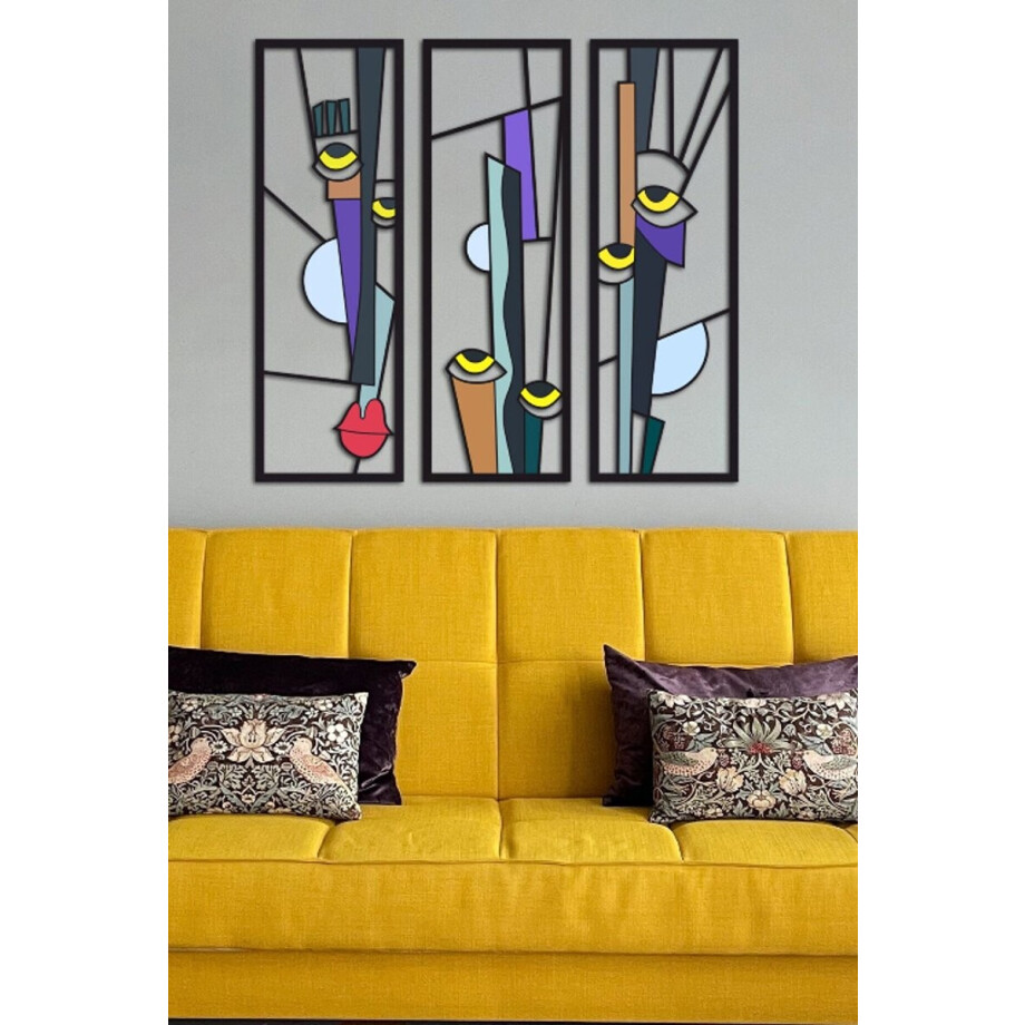 Picasso Schilderij-3 Delig Schilderij-3D Schilderij-3D Wanddecoratie-Wanddecoratie Metaal-Muurdecoratie Metaal-Muurkunst-Kunst-Picasso-Muurdecoratie-Wanddecoratie afbeelding 1