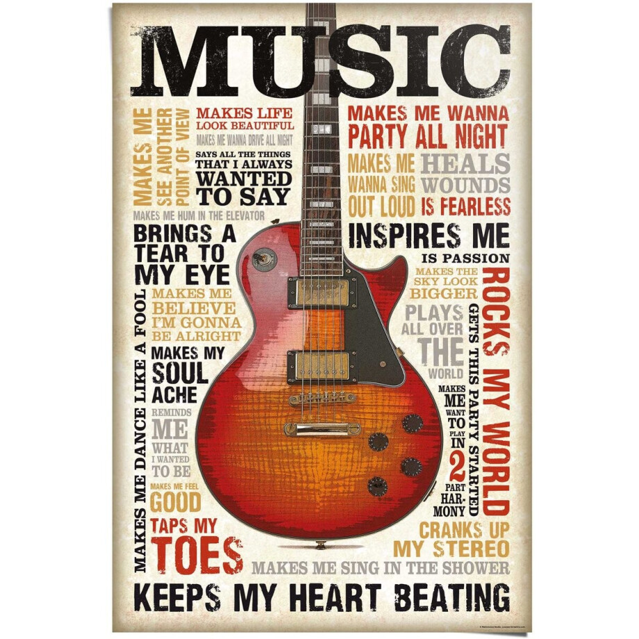 Poster Music is Passion - 91,5x61cm - Papier - REINDERS afbeelding 1