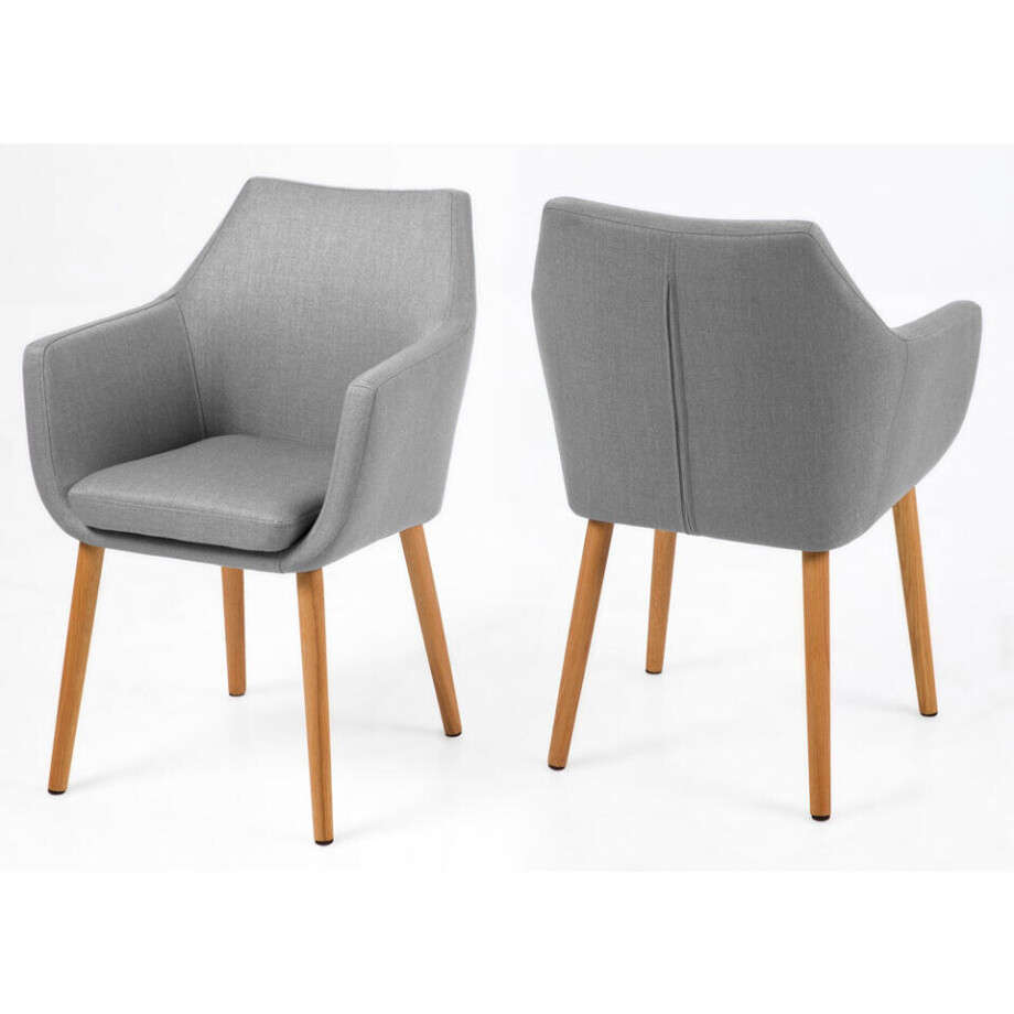 Leen Bakker - Eetkamerstoel Uppsala - Stof - Licht - Hout/Stof - Grijs - 58x84x58 Cm afbeelding 1