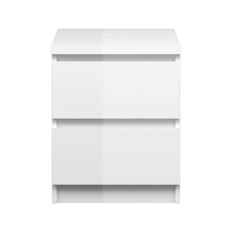 2e Halve Prijs Leen Bakker - Nachtkastje Naia - 2 Lades - Hoogglans - Spaanplaat - Wit - 40.4x49.5x50 Cm afbeelding 1