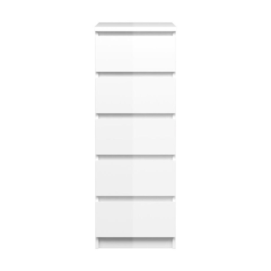 Leen Bakker - Ladekast Naia Hoog 5 Lades - Hoogglans - 111,3x40,2x50 Cm - Spaanplaat - Wit - 40.2x111.3x50 Cm afbeelding 1