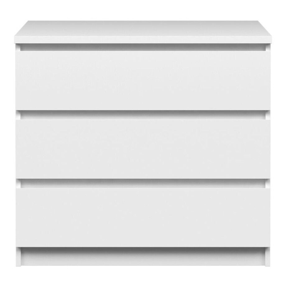 Leen Bakker - Ladekast Naia 3 Lades - Hoogglans - 70,1x76,8x50 Cm - Spaanplaat - Wit - 76.8x70.1x50 Cm afbeelding 1