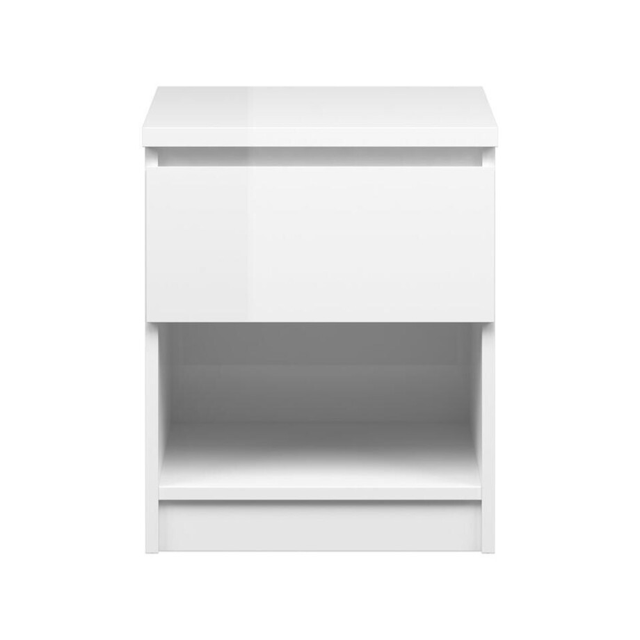Leen Bakker - Nachtkastje Naia - 1 Lade - Hoogglans - Spaanplaat - Wit - 40x40.2x49.5 Cm afbeelding 1