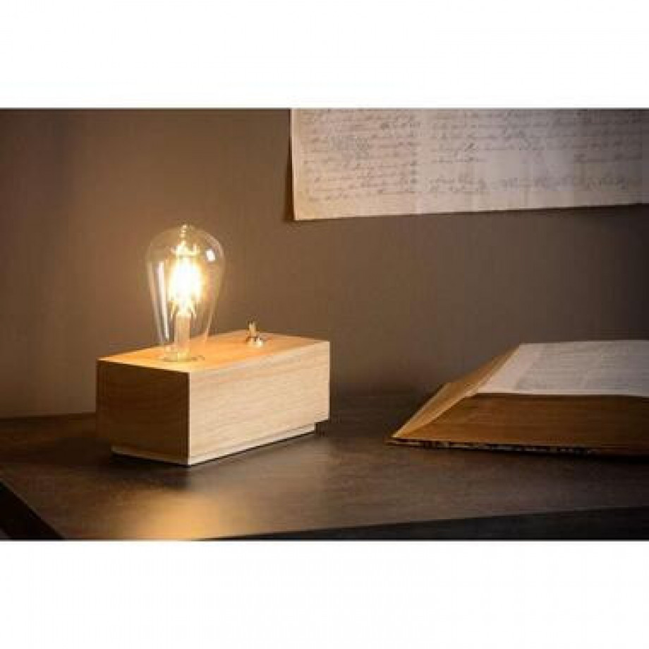 Lucide tafellamp Edison - hout - Leen Bakker afbeelding 1