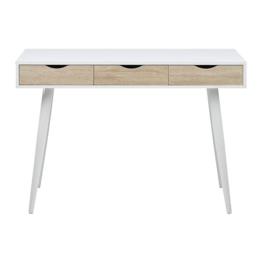 Leen Bakker - Bureau Montijo - /bruin - 77,1x110x50 Cm - MDF - Wit Leen Bakker - Bureau Montijo - /bruin - 77,1x110x50 Cm - MDF - Wit afbeelding 1