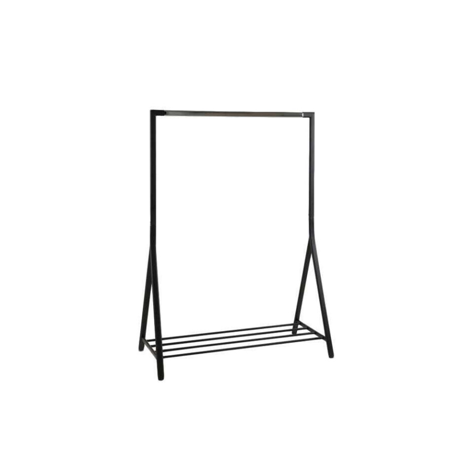 Leen Bakker - Kledingrek Riso - Staal - Zwart - 59x117x165 Cm Leen Bakker - Kledingrek Riso - Staal - Zwart - 59x117x165 Cm afbeelding 1