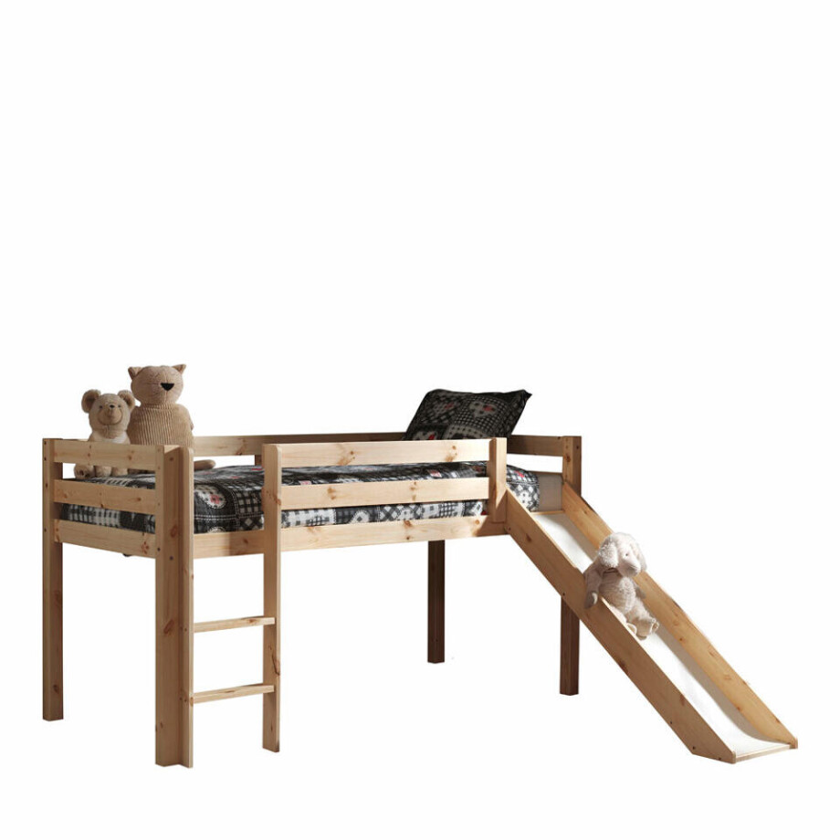 Leen Bakker - Vipack Halfhoogslaper Pino Met Glijbaan - 90x200 Cm - Grenenhout - Bruin - 217.3x114x209.3 Cm afbeelding 1