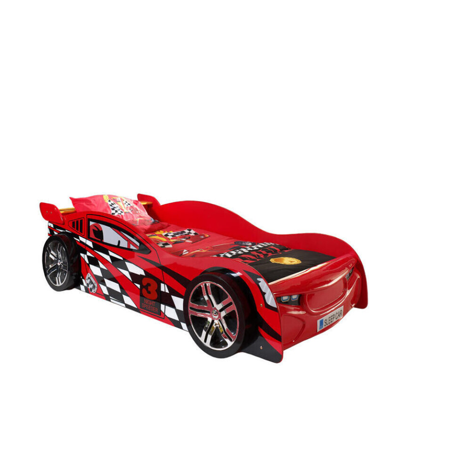 Leen Bakker - Vipack Autobed Night Speeder - 60,2x111x228,6 Cm - MDF - Rood afbeelding 1