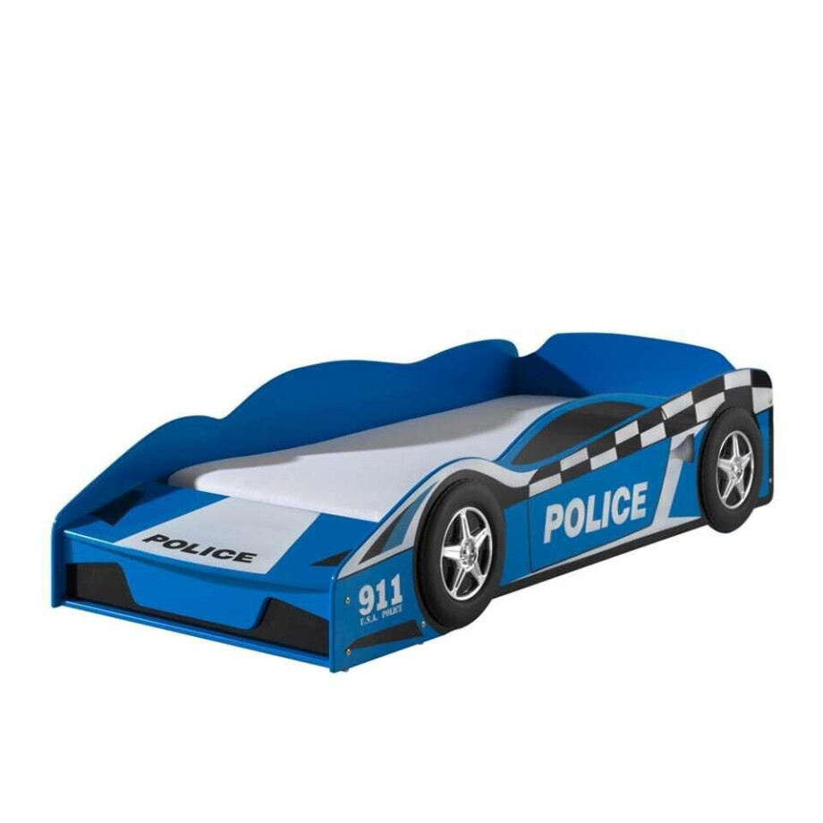 Leen Bakker - Vipack Peuterbed Politie Auto - 77x148 Cm - MDF - Blauw afbeelding 1